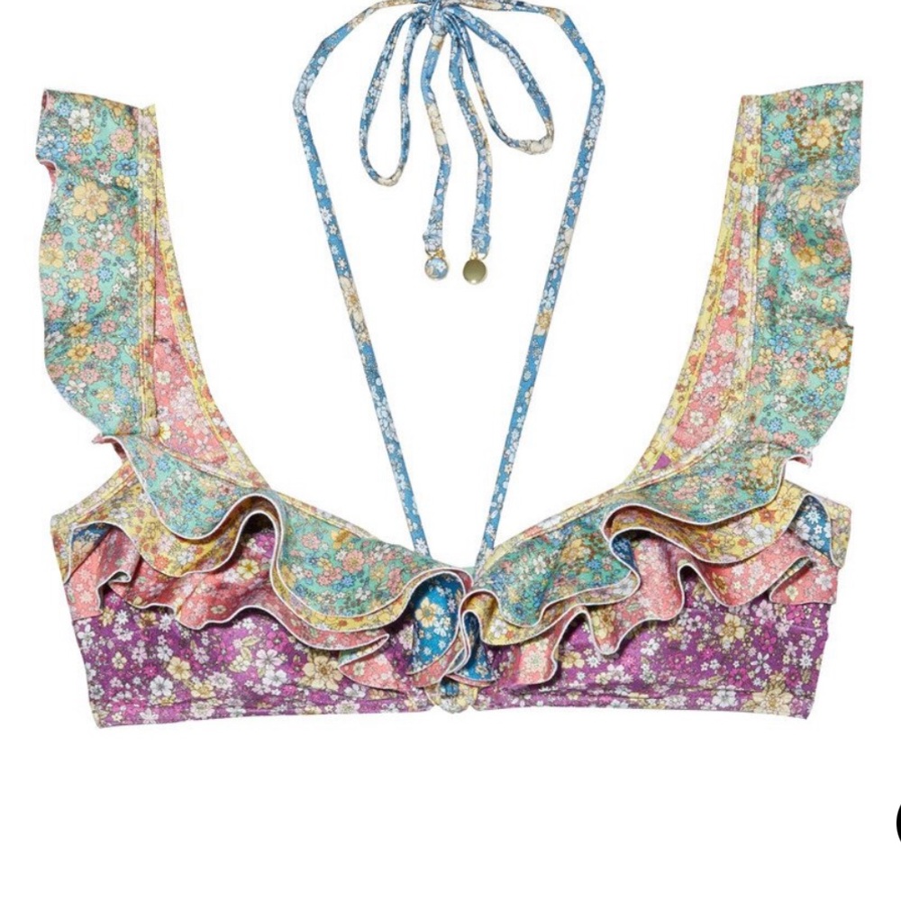 Zimmermann Woman’s Carnaby Ruffle Floral Print Bikini Top AU size 0